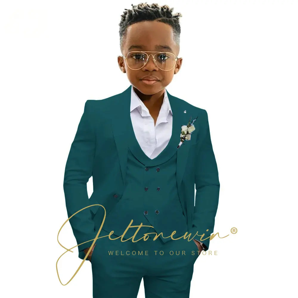 Casual Boys Suit Jacket Pants Vest 3 Piece Set Formal Blazer for Kids Wedding Tuxedo Suits 2-16 Years Custom Clothes