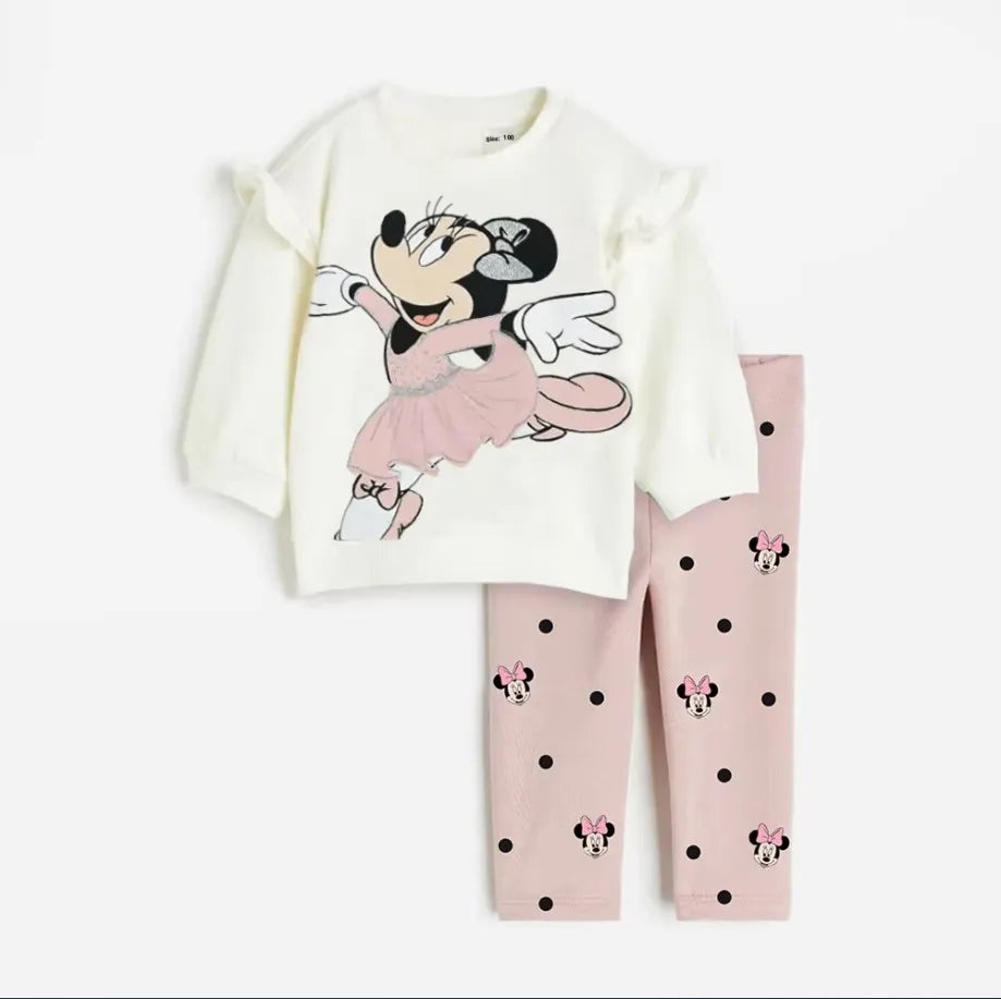 Cartoon Printed Kids Girl Clothes Set for Autumn Cotton Long Sleeve Sweatshirt + Pant Spring Baby Girl Suits
