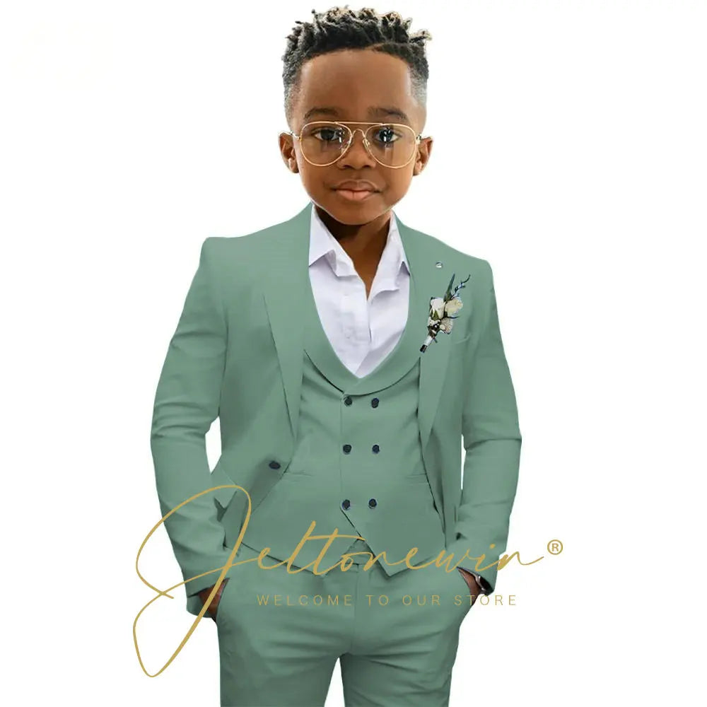 Casual Boys Suit Jacket Pants Vest 3 Piece Set Formal Blazer for Kids Wedding Tuxedo Suits 2-16 Years Custom Clothes