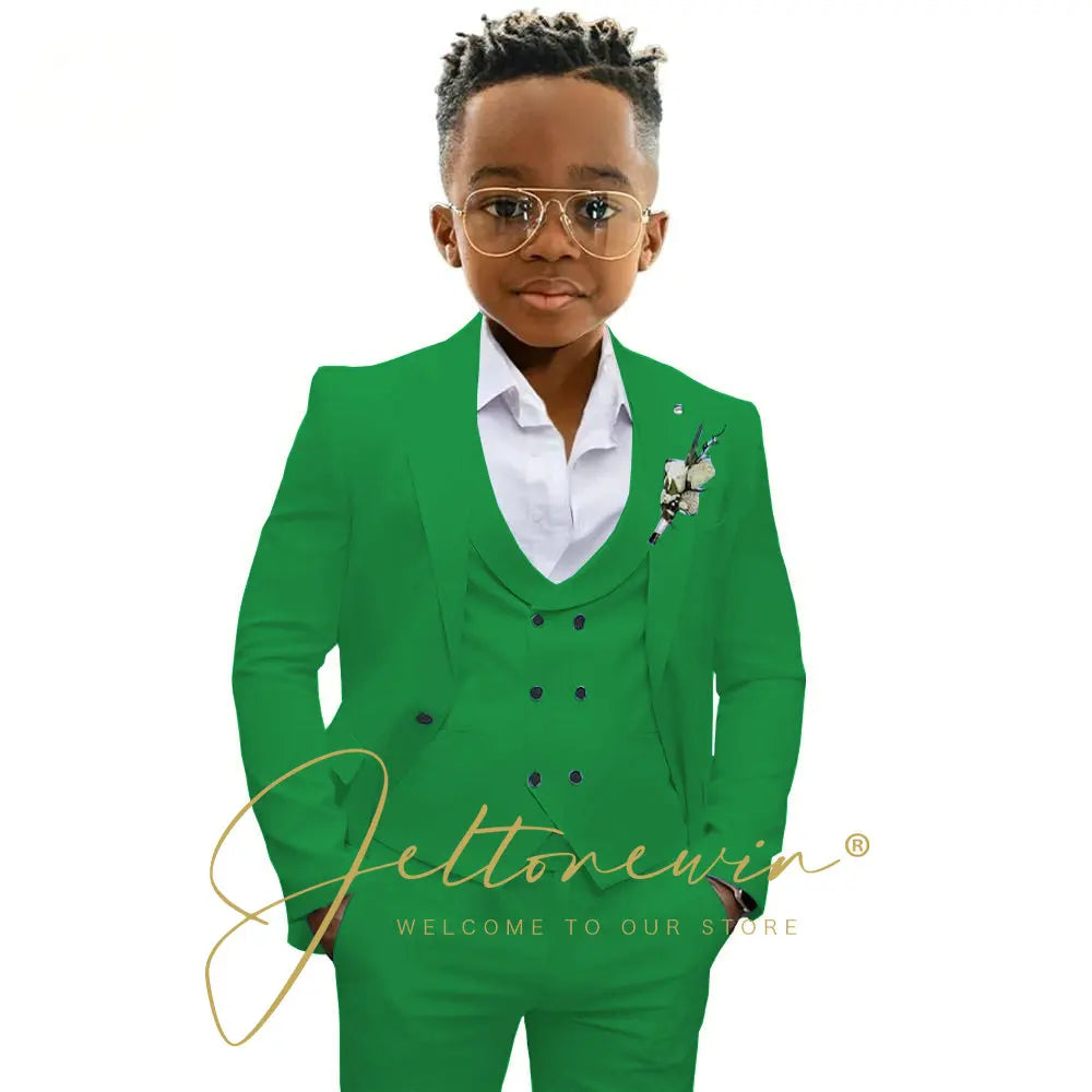 Casual Boys Suit Jacket Pants Vest 3 Piece Set Formal Blazer for Kids Wedding Tuxedo Suits 2-16 Years Custom Clothes