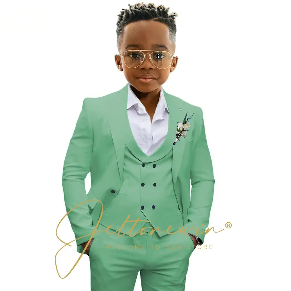 Casual Boys Suit Jacket Pants Vest 3 Piece Set Formal Blazer for Kids Wedding Tuxedo Suits 2-16 Years Custom Clothes
