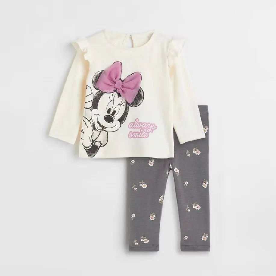 Cartoon Printed Kids Girl Clothes Set for Autumn Cotton Long Sleeve Sweatshirt + Pant Spring Baby Girl Suits