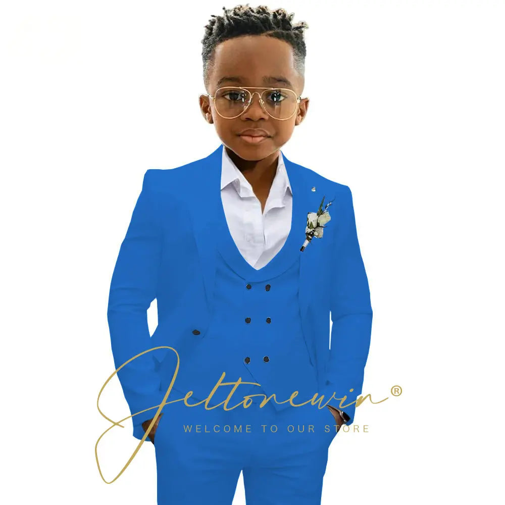 Casual Boys Suit Jacket Pants Vest 3 Piece Set Formal Blazer for Kids Wedding Tuxedo Suits 2-16 Years Custom Clothes