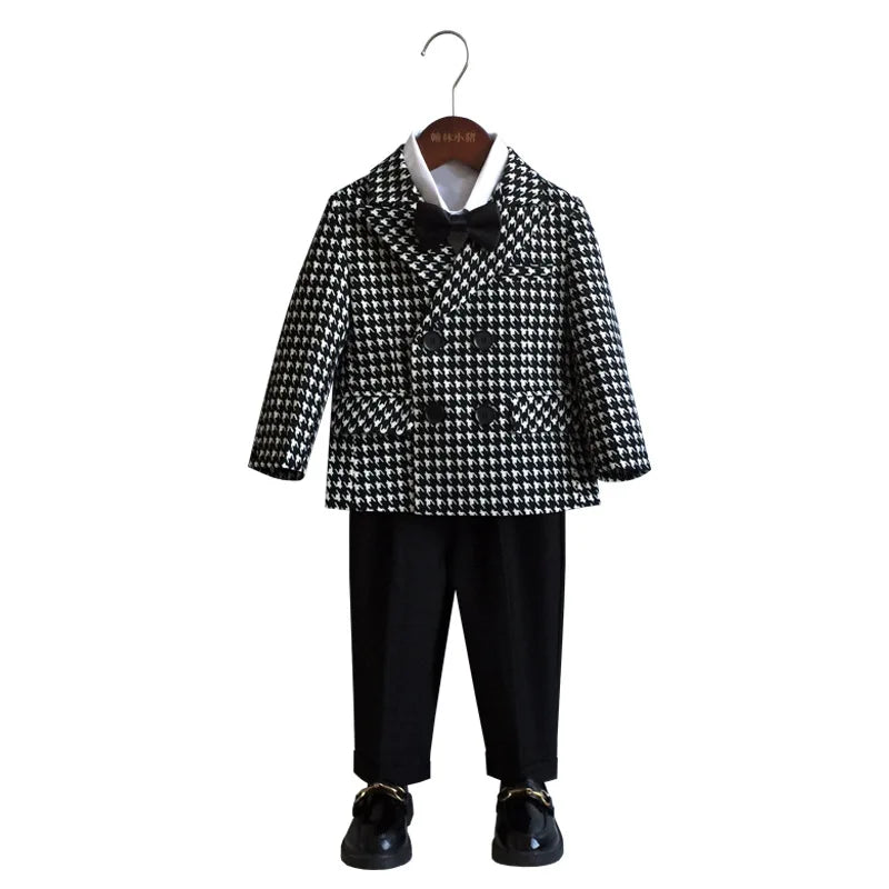 Child Kids1 Year Birthday Party Show Costume  Children Blazer Jacket Pants Tie 3Pcs Photograph Suit Baby Boys Wedding Dress Suit
