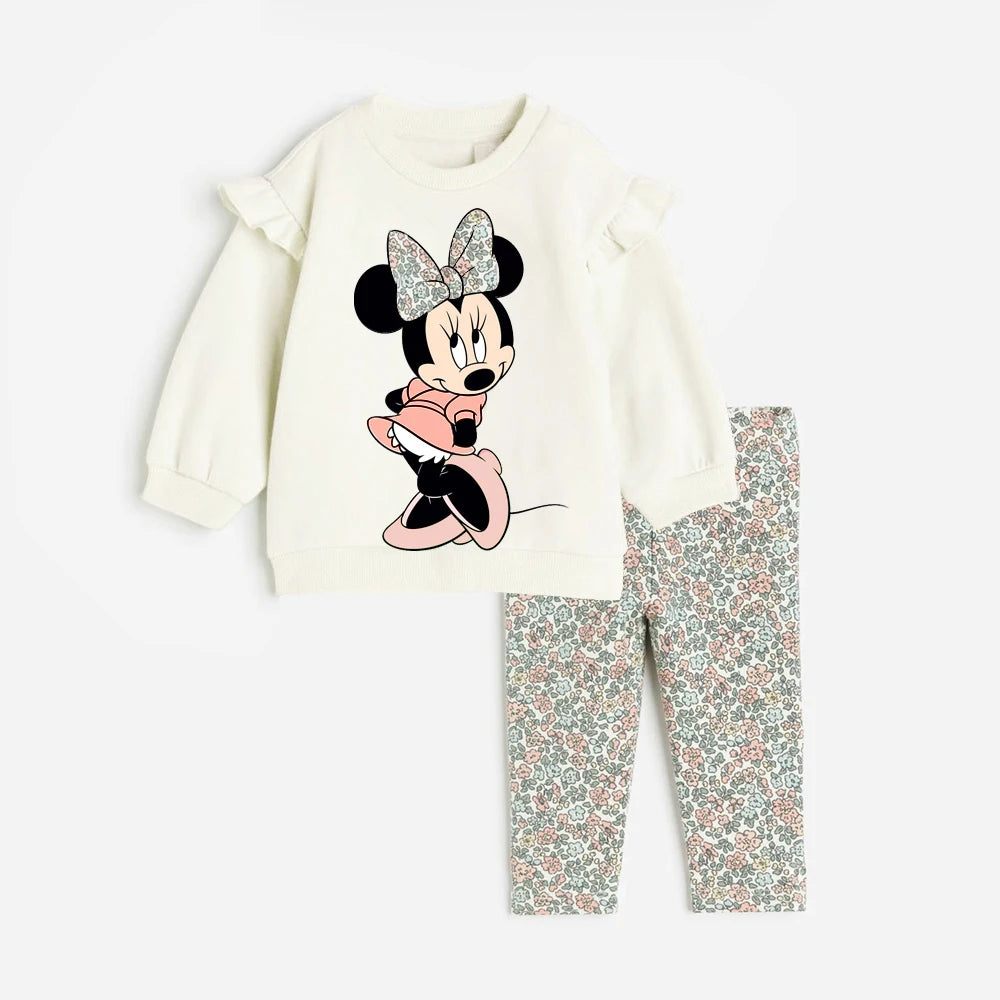 Cartoon Printed Kids Girl Clothes Set for Autumn Cotton Long Sleeve Sweatshirt + Pant Spring Baby Girl Suits