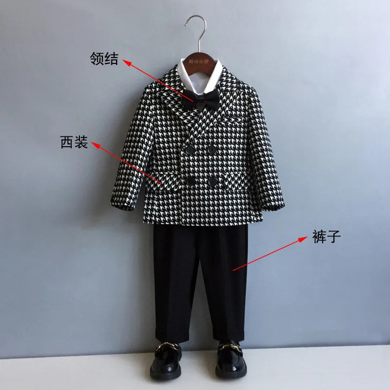 Child Kids1 Year Birthday Party Show Costume  Children Blazer Jacket Pants Tie 3Pcs Photograph Suit Baby Boys Wedding Dress Suit