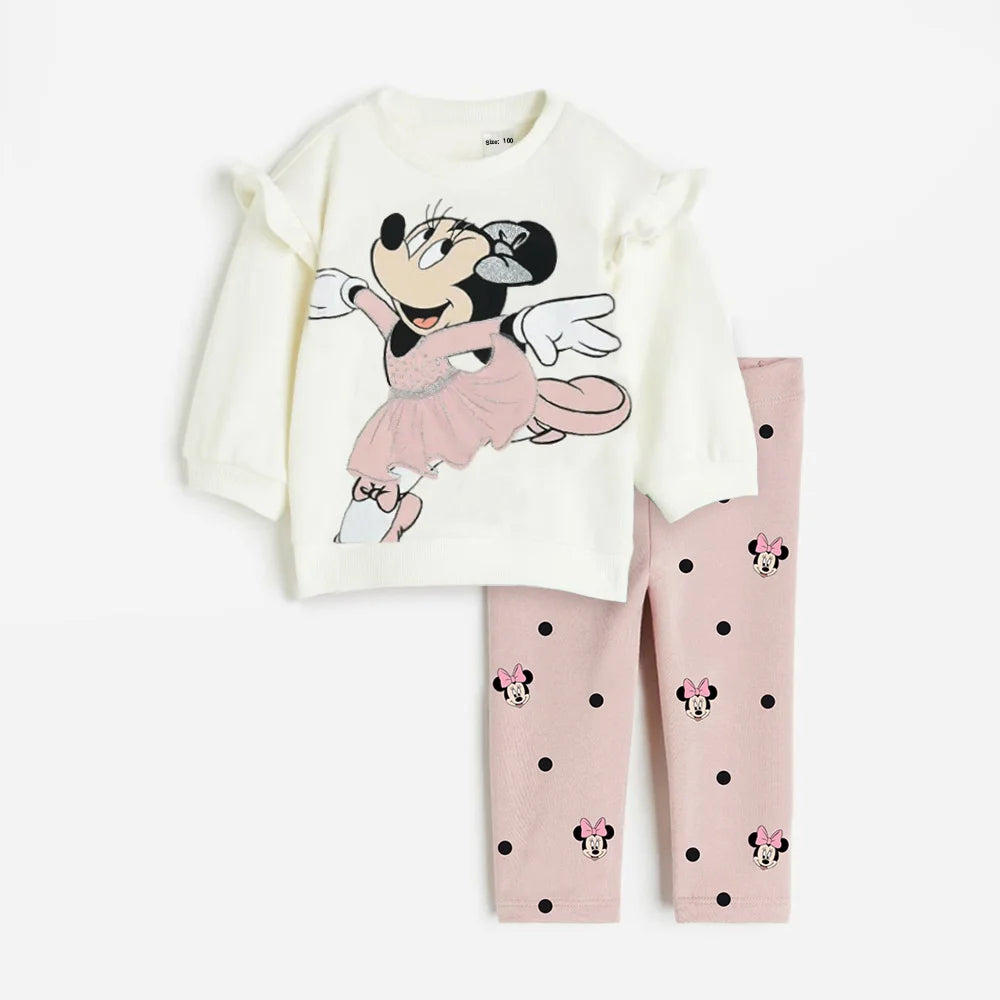 Cartoon Printed Kids Girl Clothes Set for Autumn Cotton Long Sleeve Sweatshirt + Pant Spring Baby Girl Suits