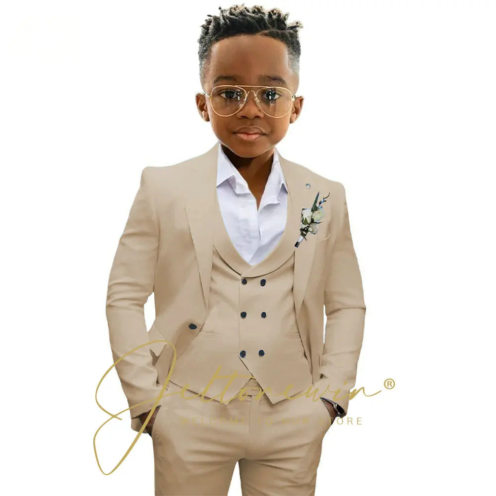 Casual Boys Suit Jacket Pants Vest 3 Piece Set Formal Blazer for Kids Wedding Tuxedo Suits 2-16 Years Custom Clothes