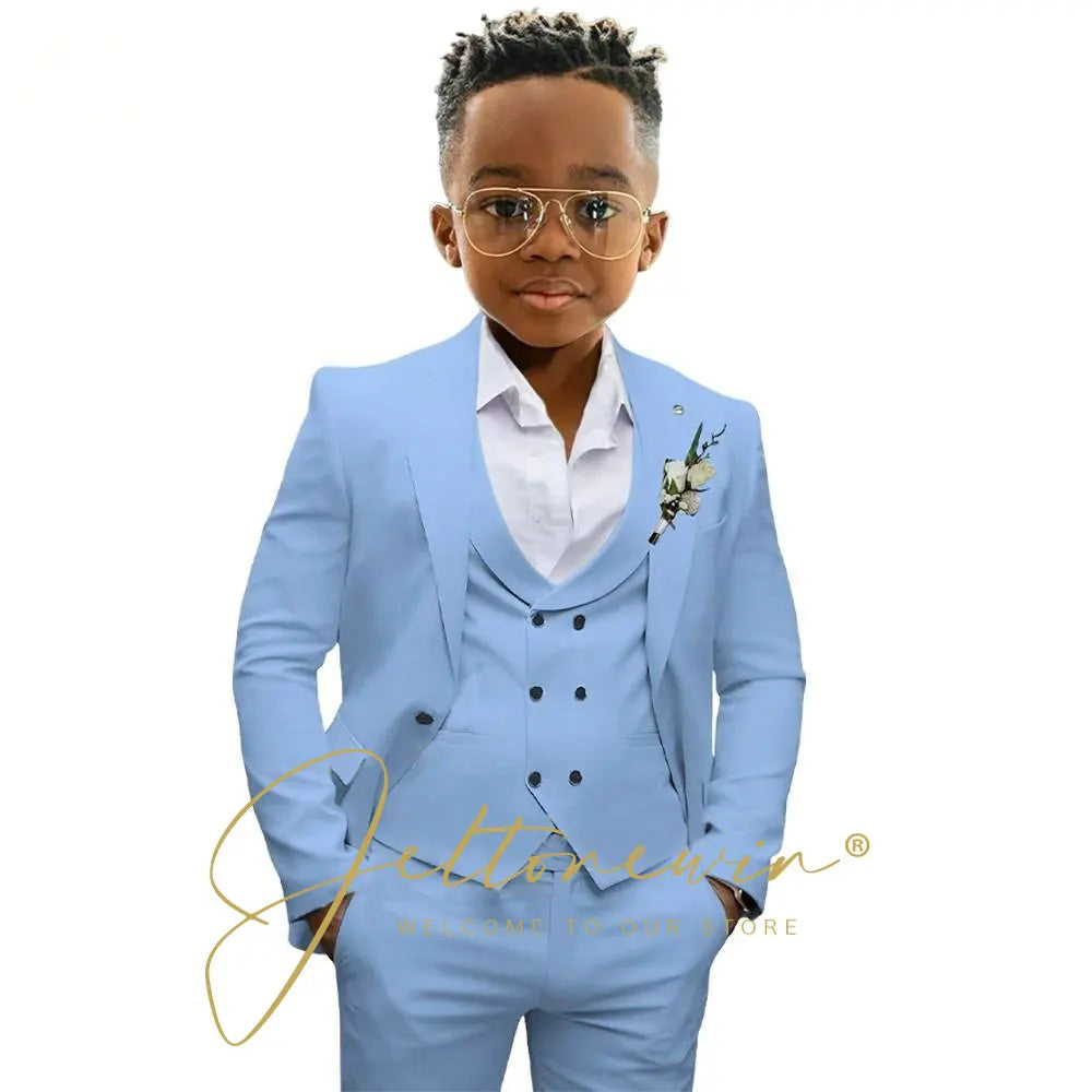 Casual Boys Suit Jacket Pants Vest 3 Piece Set Formal Blazer for Kids Wedding Tuxedo Suits 2-16 Years Custom Clothes