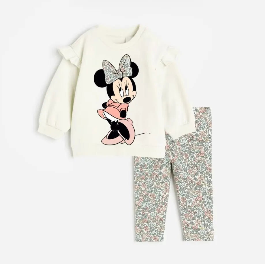 Cartoon Printed Kids Girl Clothes Set for Autumn Cotton Long Sleeve Sweatshirt + Pant Spring Baby Girl Suits