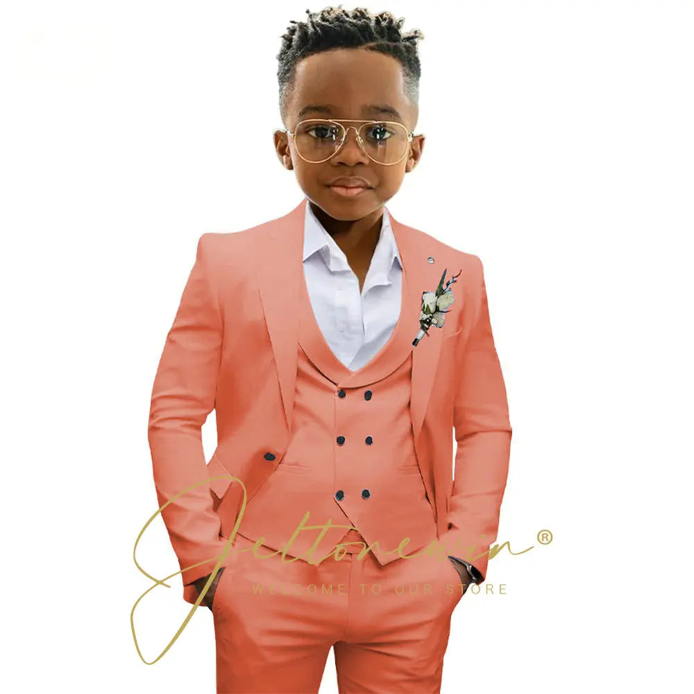 Casual Boys Suit Jacket Pants Vest 3 Piece Set Formal Blazer for Kids Wedding Tuxedo Suits 2-16 Years Custom Clothes