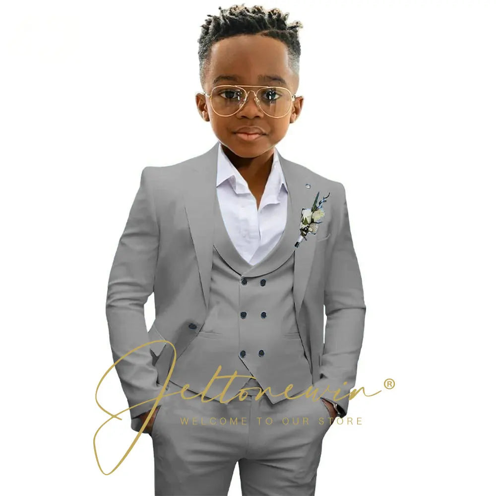 Casual Boys Suit Jacket Pants Vest 3 Piece Set Formal Blazer for Kids Wedding Tuxedo Suits 2-16 Years Custom Clothes