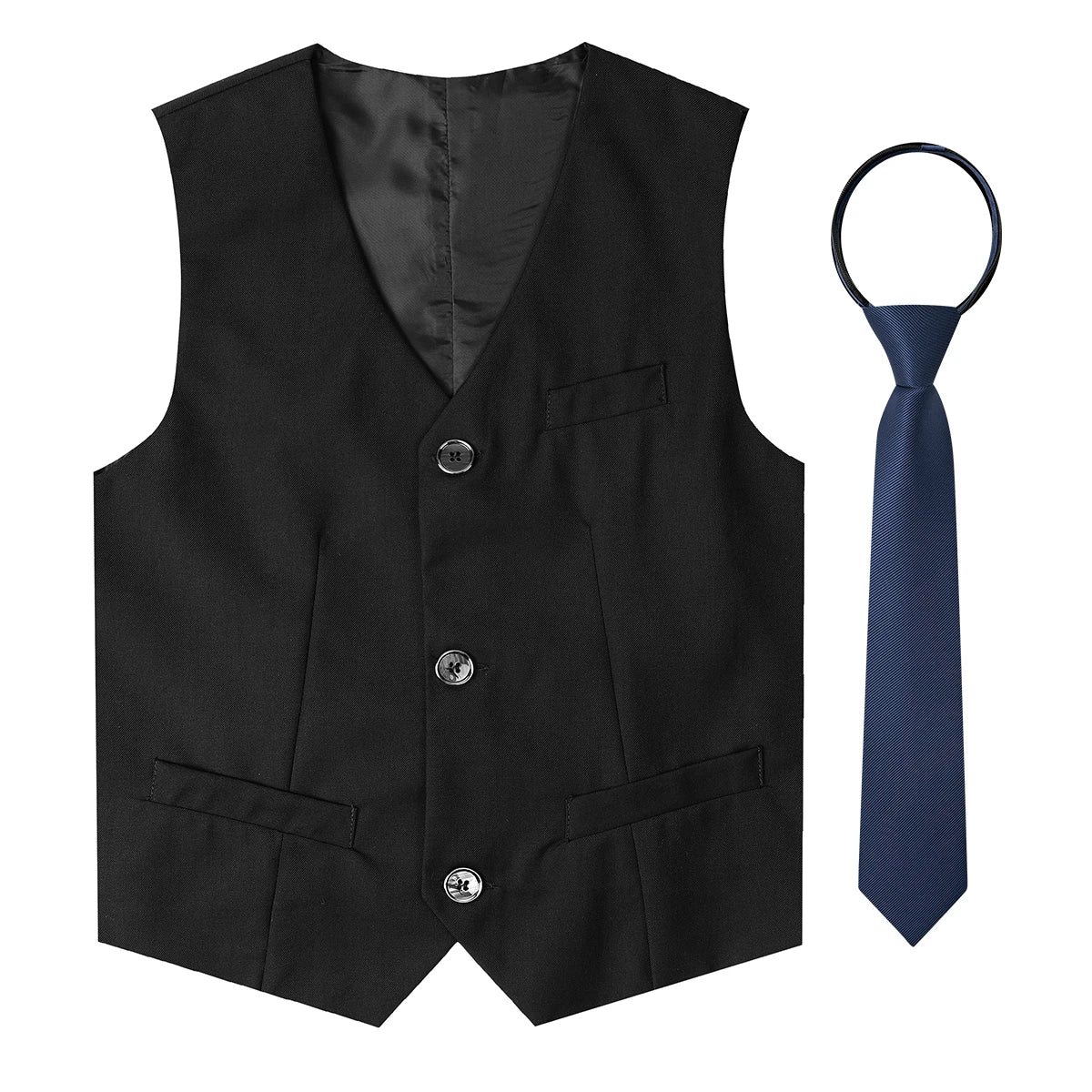 Black Vest Boys Dress Suit Kids Blazer Toddler Wedding Formal Piano Performance Waistcoats Children School Party Navy Clothes
