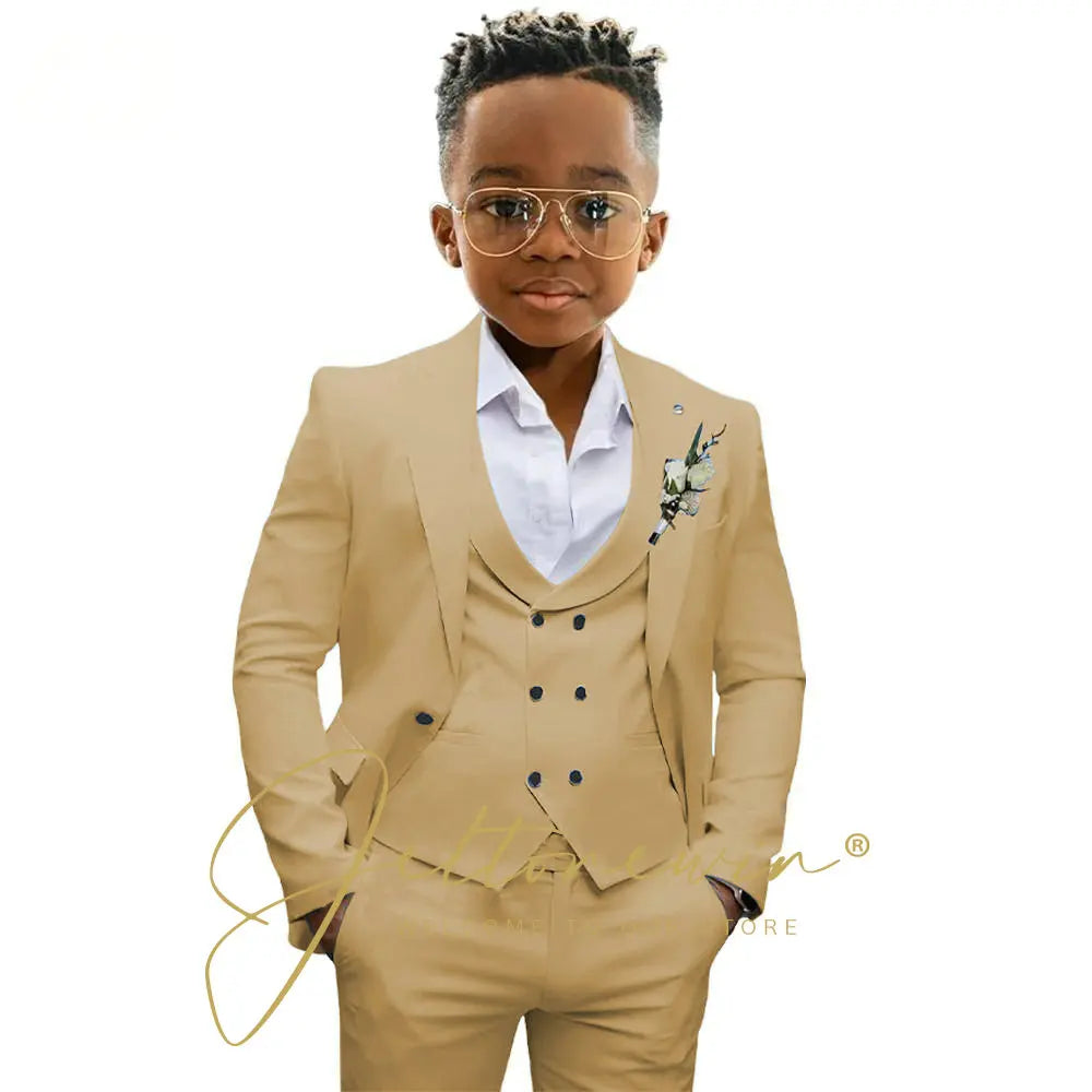 Casual Boys Suit Jacket Pants Vest 3 Piece Set Formal Blazer for Kids Wedding Tuxedo Suits 2-16 Years Custom Clothes