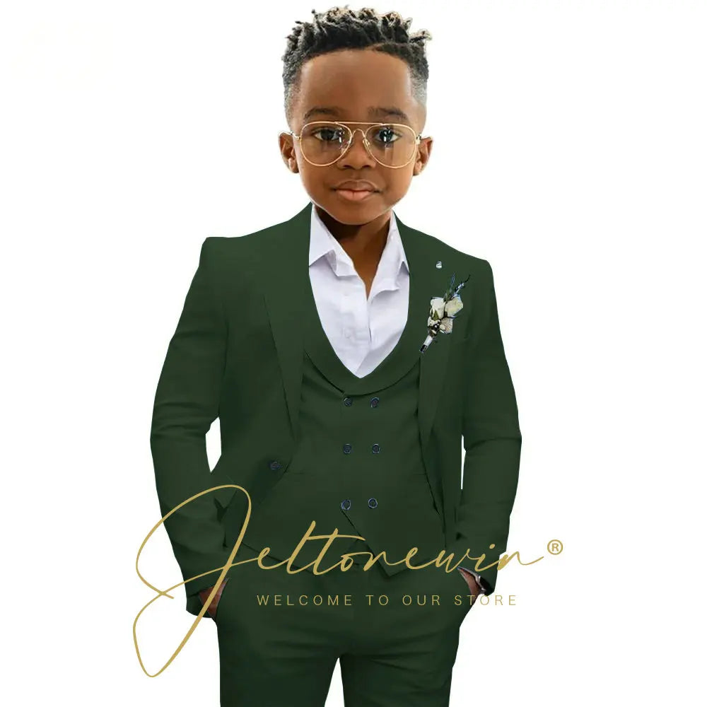 Casual Boys Suit Jacket Pants Vest 3 Piece Set Formal Blazer for Kids Wedding Tuxedo Suits 2-16 Years Custom Clothes