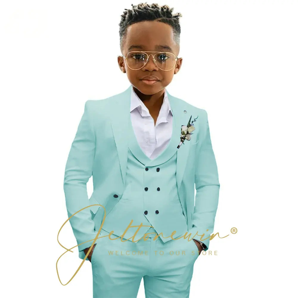 Casual Boys Suit Jacket Pants Vest 3 Piece Set Formal Blazer for Kids Wedding Tuxedo Suits 2-16 Years Custom Clothes