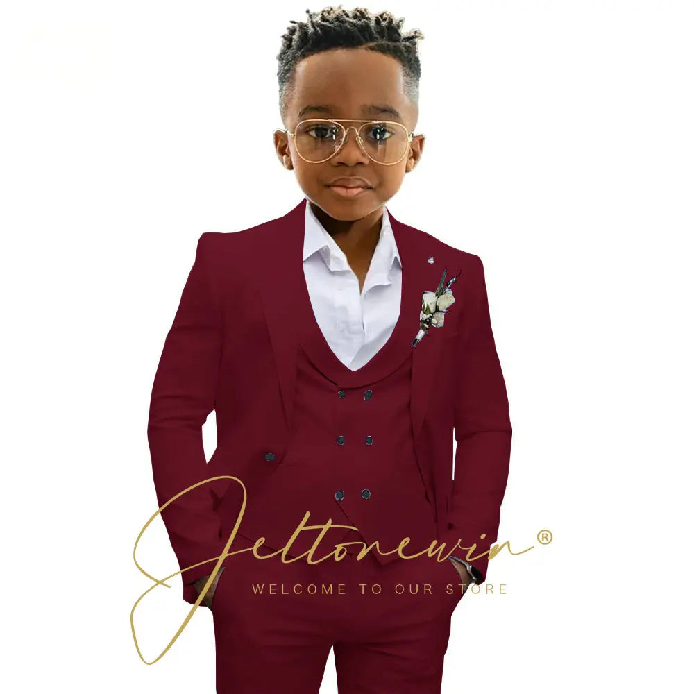 Casual Boys Suit Jacket Pants Vest 3 Piece Set Formal Blazer for Kids Wedding Tuxedo Suits 2-16 Years Custom Clothes