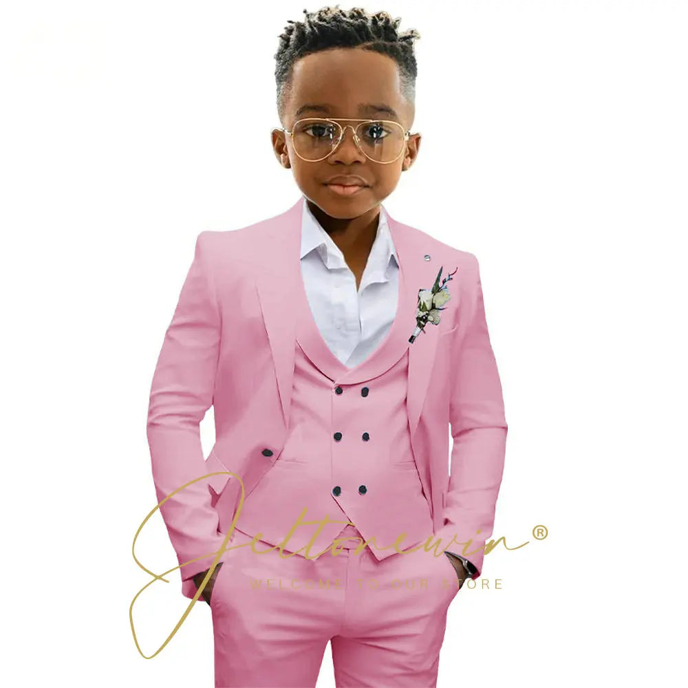 Casual Boys Suit Jacket Pants Vest 3 Piece Set Formal Blazer for Kids Wedding Tuxedo Suits 2-16 Years Custom Clothes