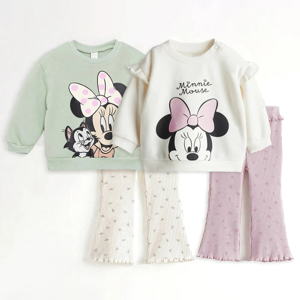 Cartoon Printed Kids Girl Clothes Set for Autumn Cotton Long Sleeve Sweatshirt + Pant Spring Baby Girl Suits